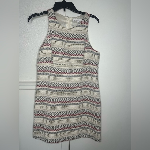 BCBGMAXAZRIA Striped Sleeveless Dress in Cream and Red girls' size 10. - Picture 1 of 8
